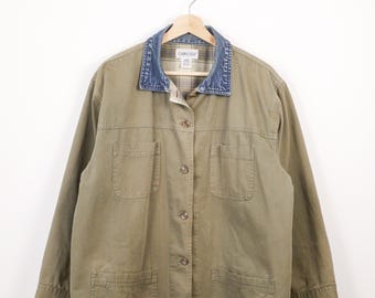 Giacca da lavoro da donna Cabin Creek, colore oliva, vintage anni '90.