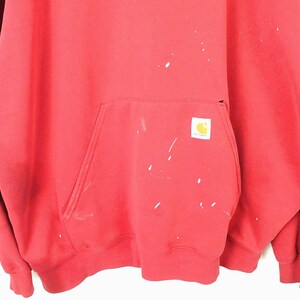 Carhartt Distressed Men's Red Paint Splatter Hoodie 2XL Bild 4