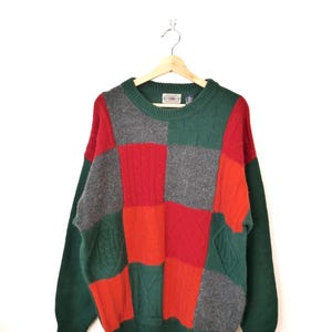 Maglione patchwork color block da uomo Vintage County Seat anni '90