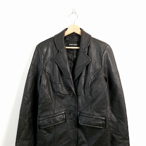 Nine West Leather Jacket - Etsy