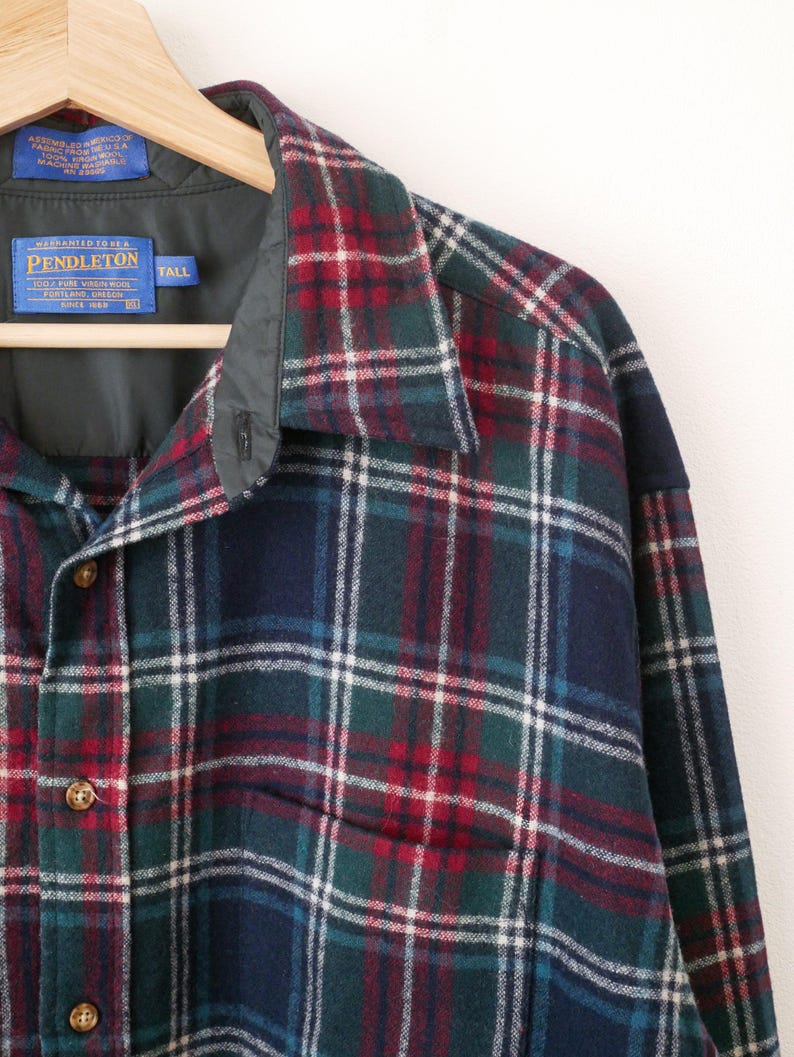 Vintage 90s Pendleton Men’s Plaid Wool Flannel Shirt Jacket