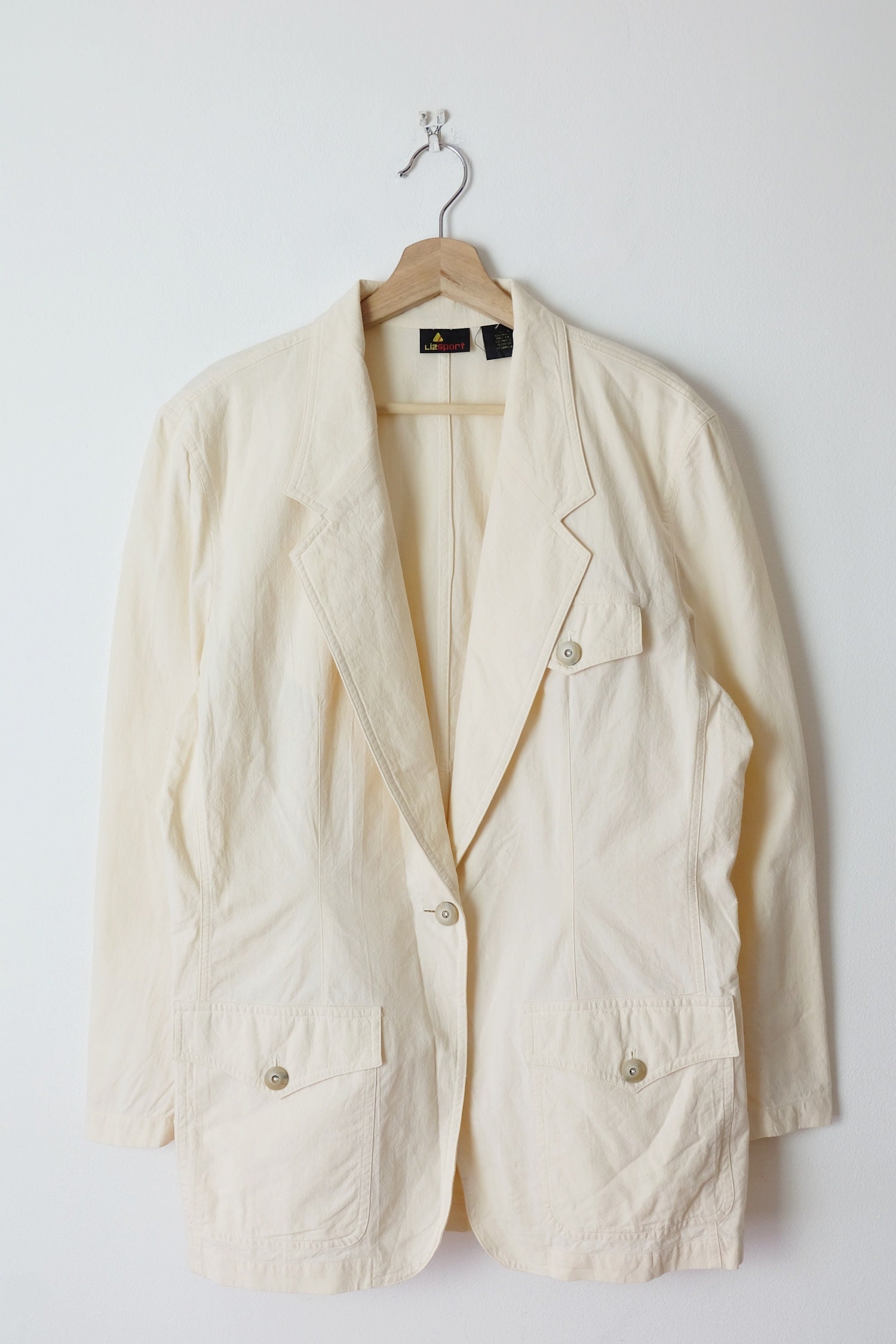 Vintage Ivory/Ecru Women's Cotton Blazer Jacket/Minimal | Etsy