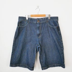Pantaloncini in denim Enyce da uomo anni 2000 con toppa con logo blu/Jorts/W38