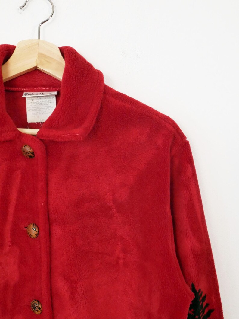 Chaqueta polar extragrande de alce rojo para mujer de Robert Kitchen Canadá, años 90 imagen 4