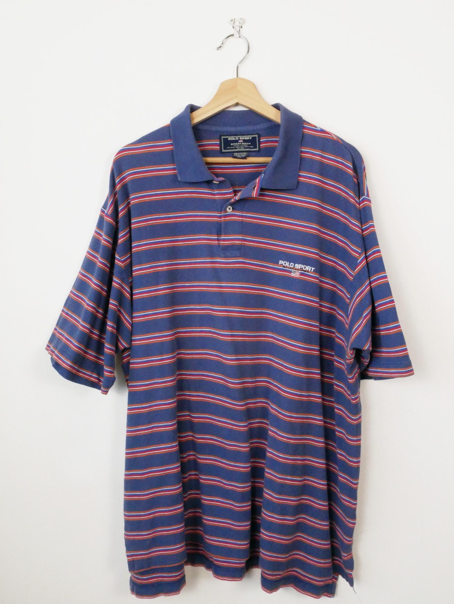 Vintage Polo Sport by Ralph Lauren Men's Blue Striped Polo