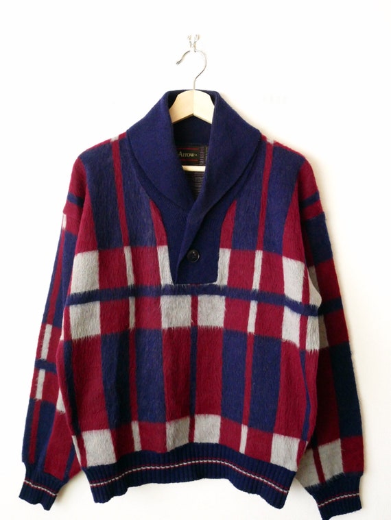 Plaid shawl sweater hotsell