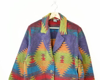 ち*こ様 80s Eddie Bauer Wool Jacket Vintage 80s Eddie Bauer Jacket Coat Womens Size XS Red Wool Aztec