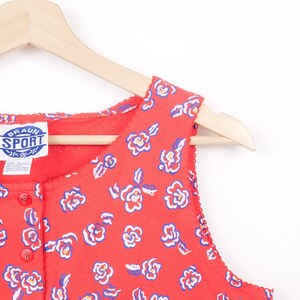Vintage Women's Red Floral Matching Two Piece Set/Co-Ords/Tank and Skirt/W26-32