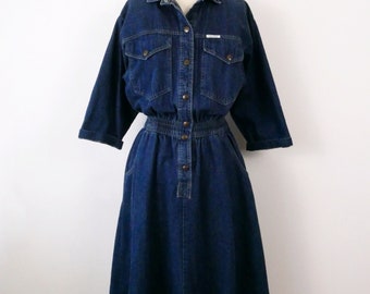 Vintage Dreams Denim  Button down Dress/Denim Midi Dress from 80's