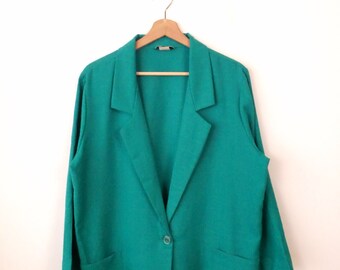 Vintage Teal Green Women's Lightweight Boxy Blazer/Jacket