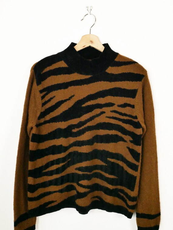 Vintage 90s Jones New York Sport Women's Brown Black Zebra Print