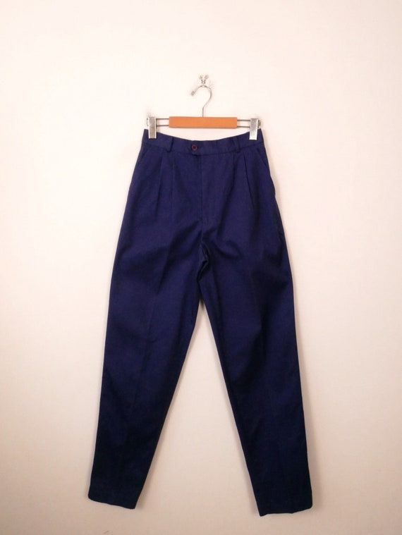 Vintage Berry Blue High waisted tapered Pants/Plea