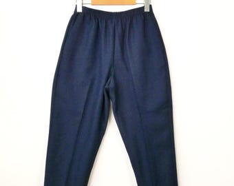Pantalones Alfred Dunner vintage de cintura alta azul marino para mujer - Fabricados en EE. UU.