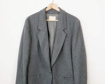 Vintage 90s Pendleton Women's Gray Wool Blazer - Made in USA