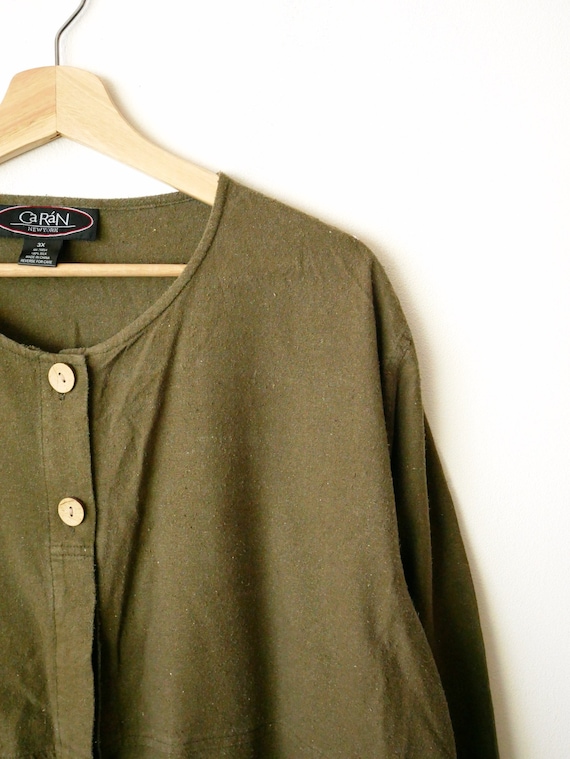 Stylish Army Green Oversized Wrinkled Silk Velour Shirt Spring