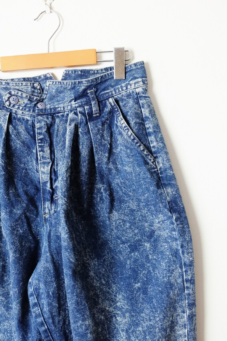 Vintage High Waist Acid Wash tapered Denim PantsJeans from 1980/'sW28