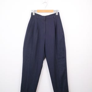 Vintage 90s Women's navy high waist pleated tailored trousers