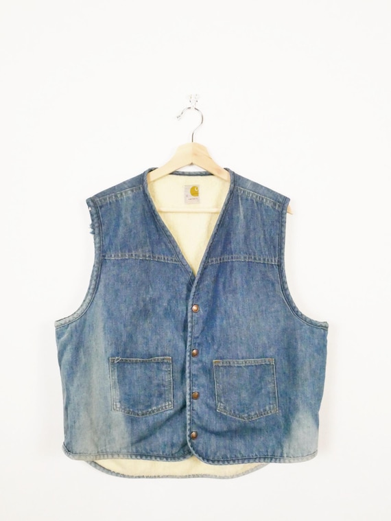 Distressed Vintage Carhartt Denim Shearling /sherpa Lined Jean
