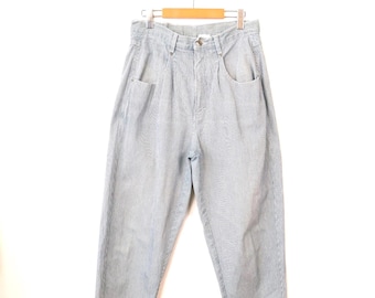 Calça jeans listrada de cintura alta feminina vintage Britannia dos anos 90