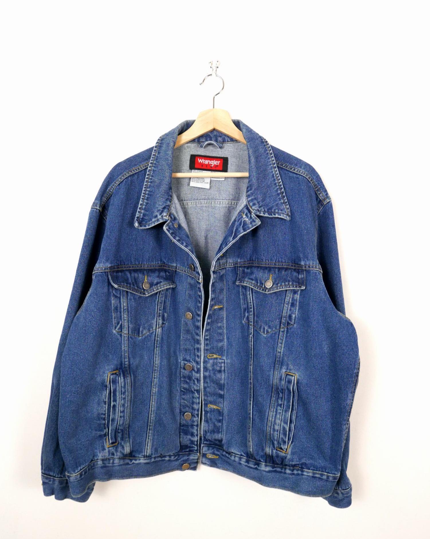 Veste En Jean Wrangler Hero Vintage 90's - Taille L - 100% Coton - Bleu
