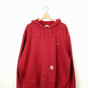 Carhartt Distressed Men's Red Paint Splatter Hoodie 2XL Bild 1