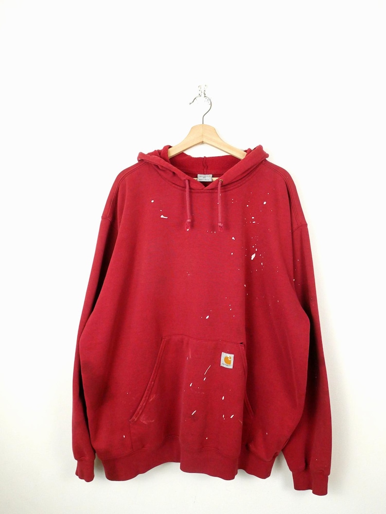 Carhartt Distressed Men's Red Paint Splatter Hoodie 2XL Bild 1