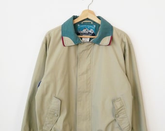 Vintage Men's Ivory and Teal Bomber Jacket