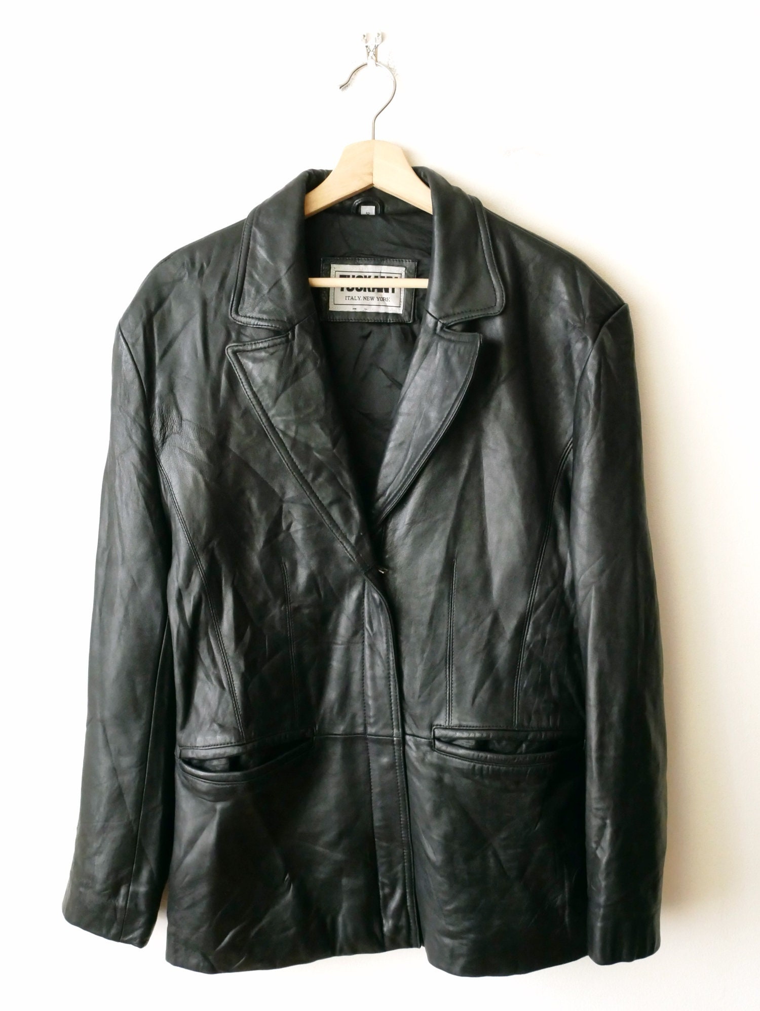 1980s Black Leather Jacket, European Vintage Genuine Leather