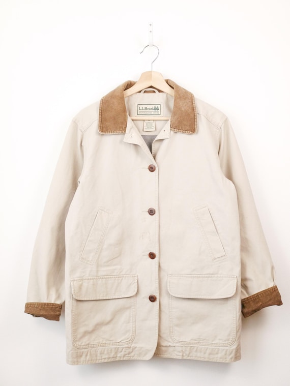 L.L.Bean Barn Coat Corduroy Collar Canvas Jacket Womens