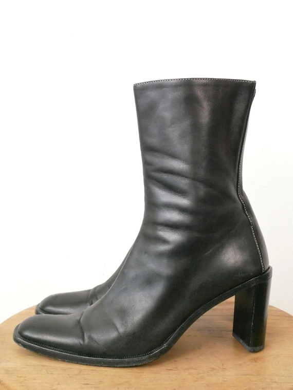 Gucci Black Leather Side Zipper Boots/women's 9B - Etsy