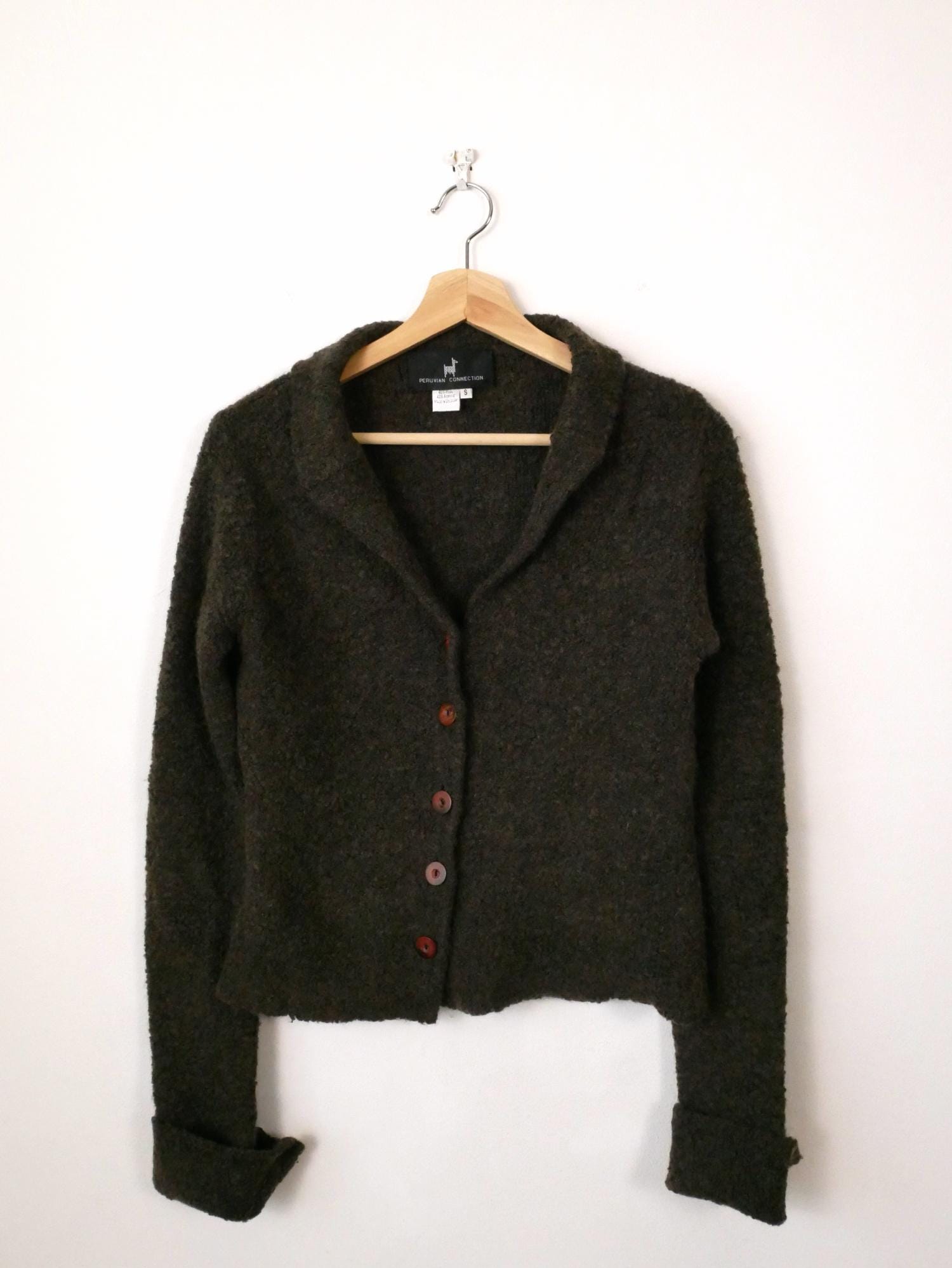 Peruvian Connection Women s Brownish Green Button Down Sweater Cardigan Etsy