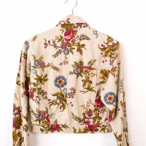 Vintage Floral Pattern Linen blends Button up Jacket/Women's Floral Jacket zdjęcie 5
