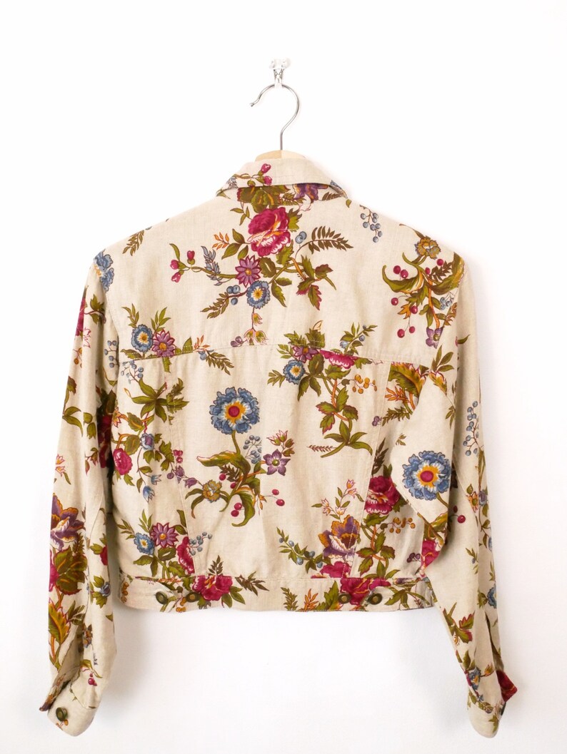 Vintage Floral Pattern Linen blends Button up Jacket/Women's Floral Jacket zdjęcie 5