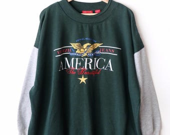 Felpa girocollo Vintage Venezia Jeans con blocchi di colore/Verde foresta