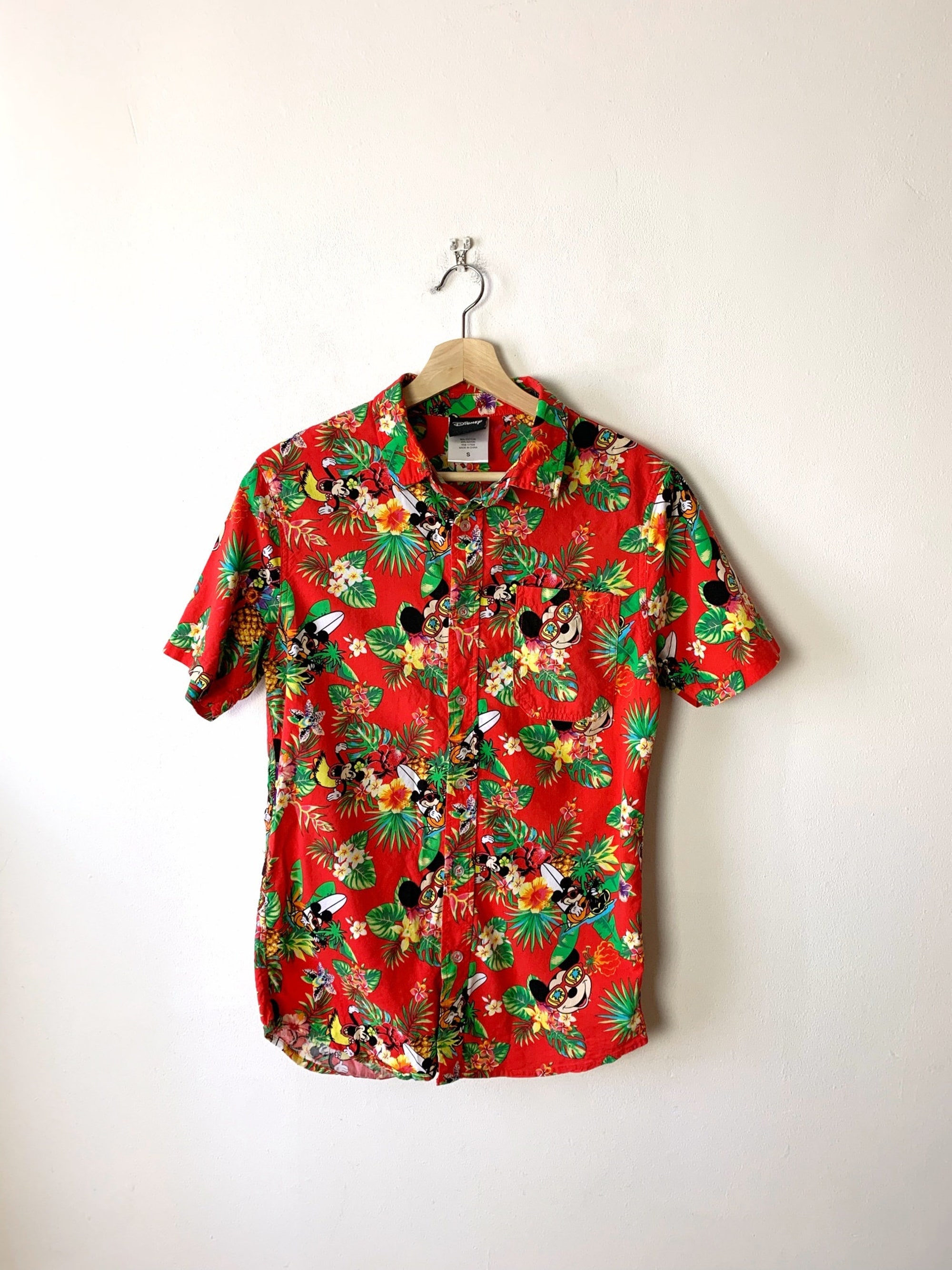 Mickey Mouse/Walt Disney Hawaiian Shirt/Aloha Shirt/Rot/Damen Shirt Mickey Mouse/Walt Disney Hawaiian Shirt/Aloha Shirt/Rot/Damen Shirt