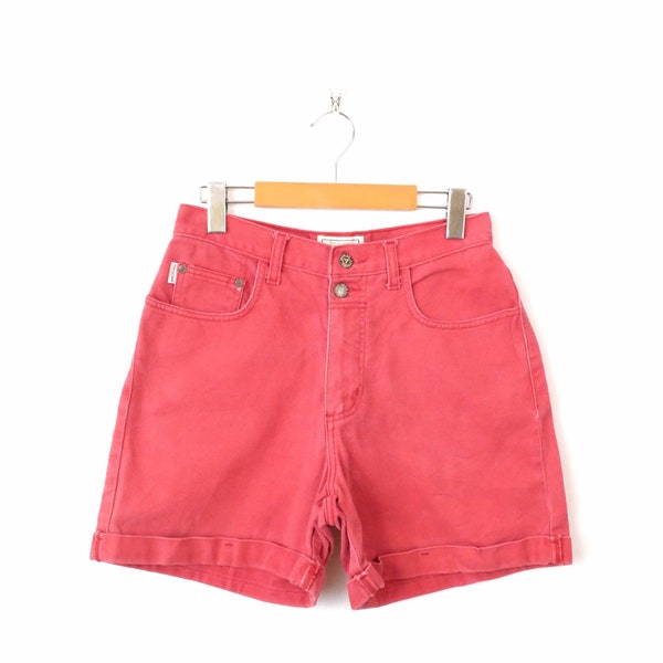 Vintage Reddish Pink High Waisted Cuffed Denim Shorts/Jean Shorts from 90s/W27