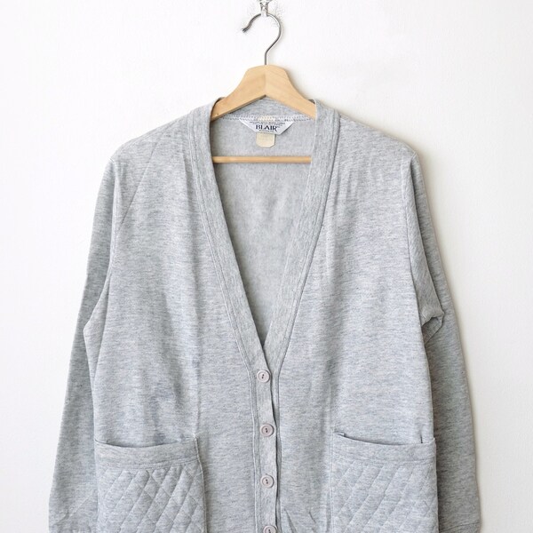 Vintage Feather Grey V-neck Sweatshirt Cardigan/Women's Cardigan