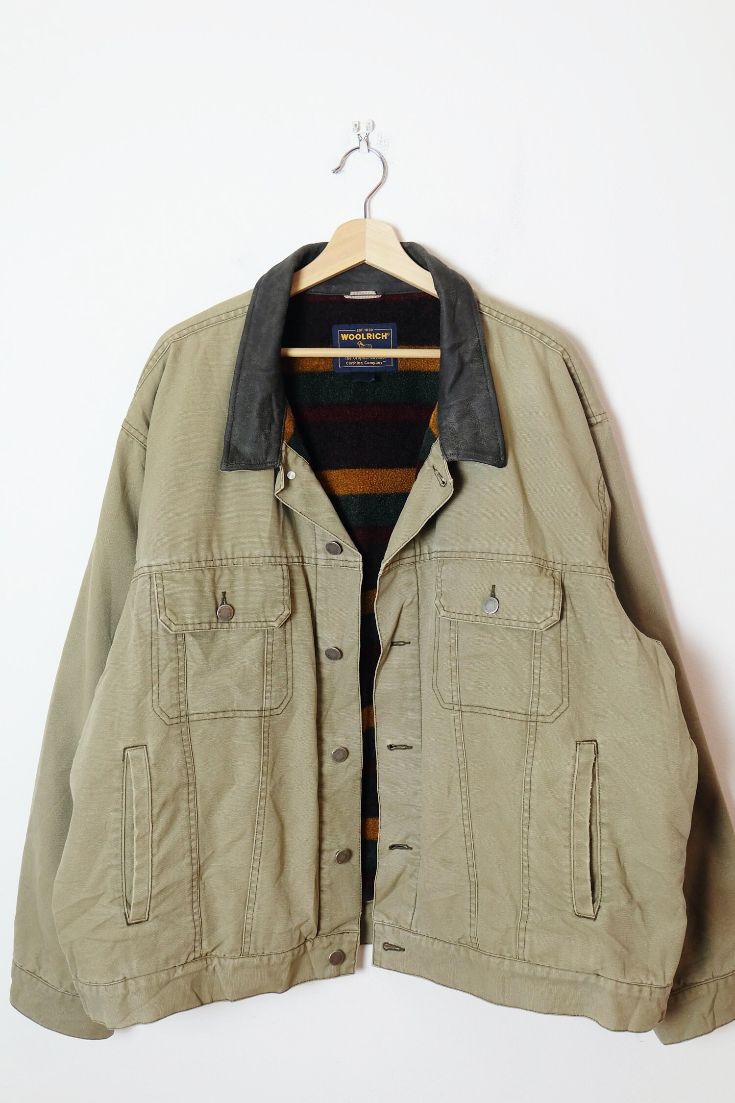 Woolrich Khaki Fleece Lined Cotton 