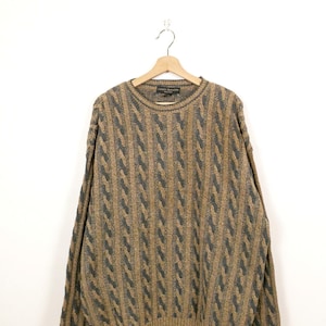 Vintage Beige/Grey Geometric Crewneck Sweater/Boyfriend Sweater