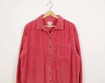 L.L.Bean Women&#39;s Pink Corduroy Long Sleeve Shirt/Women&#39;s XL