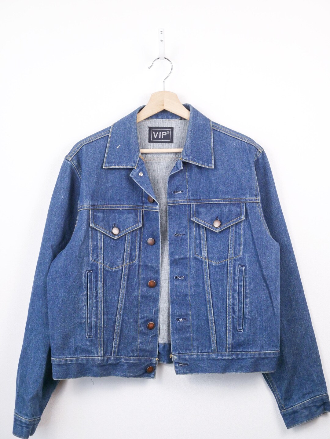 90s Men's Blue Denim Trucker Jacket Classic Vintage - Etsy