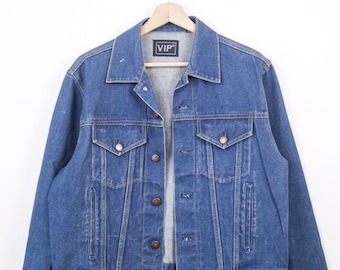 Vintage Banana Republic Denim Trucker Jacket Size Medium Plaid