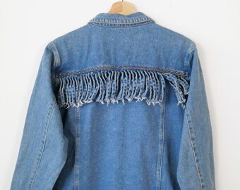Vintage 1990s Mesa Women's Fringe Denim Jacket/denim Fringe