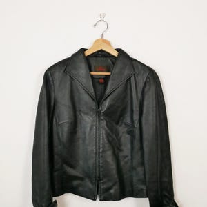 Veste zippée Danier Buttery en cuir noir souple pour femmes/S