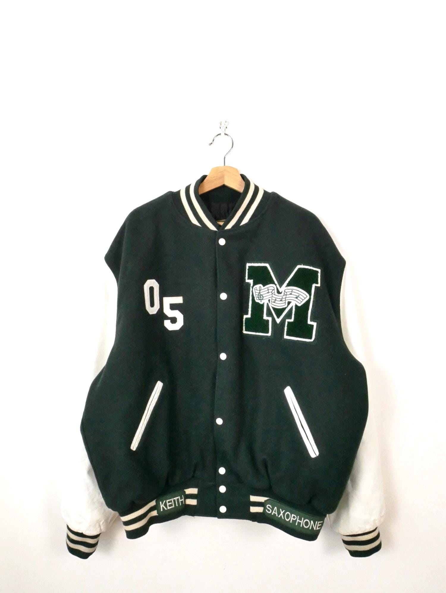 Veste Universitaire Vintage Studebaker's Louisville - Laine Et Cuir - Grise Taille L Années 80