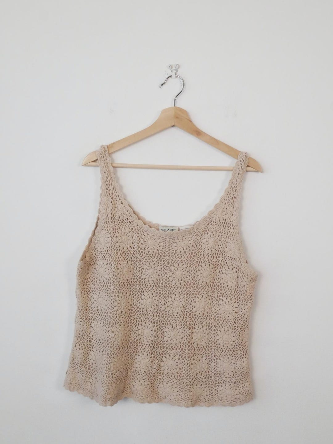 Beige Crochet Tank Top