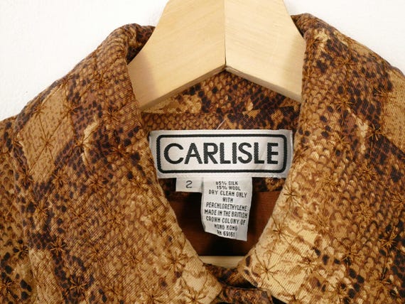 Vintage 90s Python Pattern button down quilt Jack… - image 4