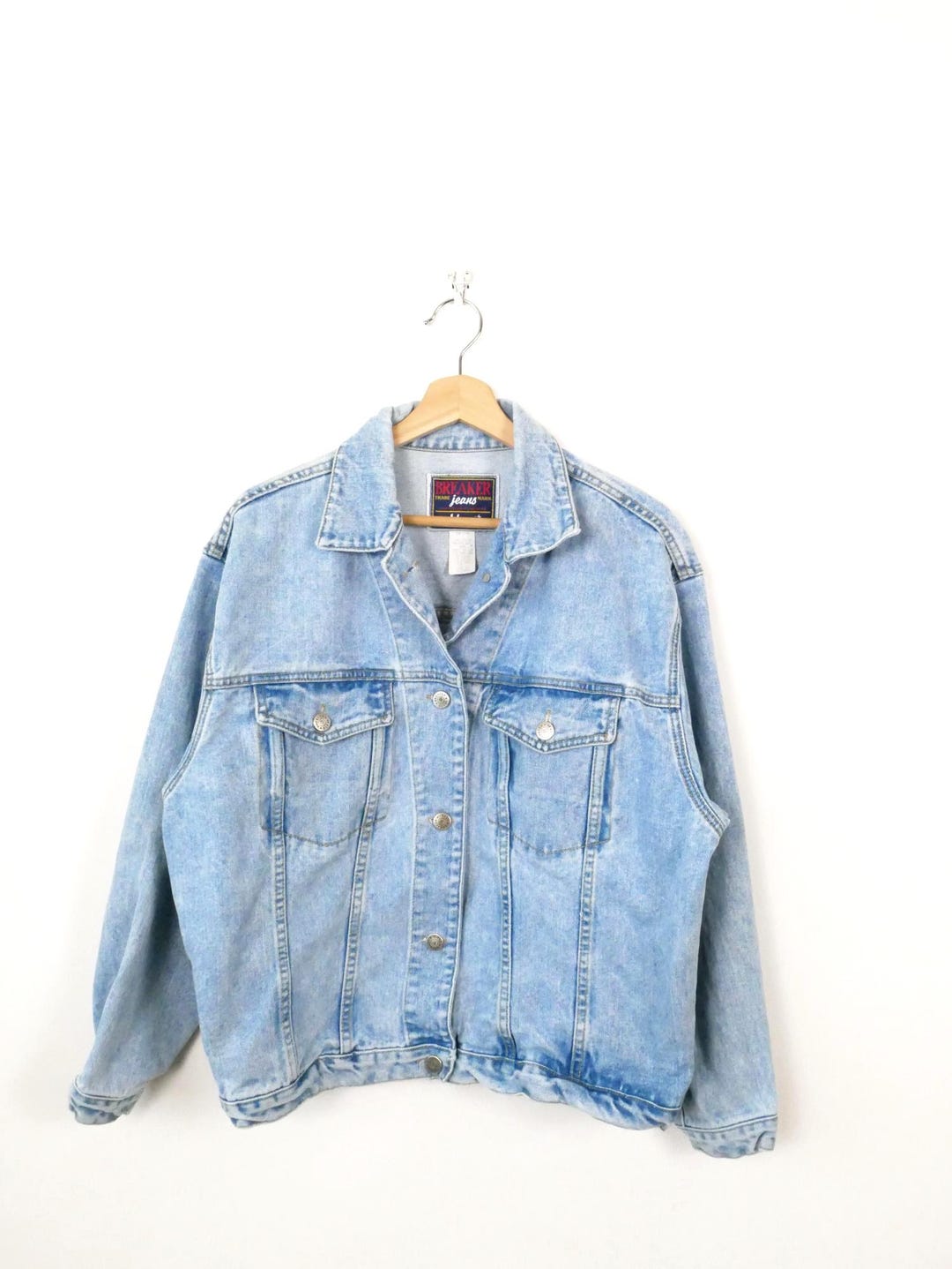 90's «Coat hanger » vintage デザイナーズ Vintage 90s Breaker Women's Light Wash Denim Jacket - Etsy