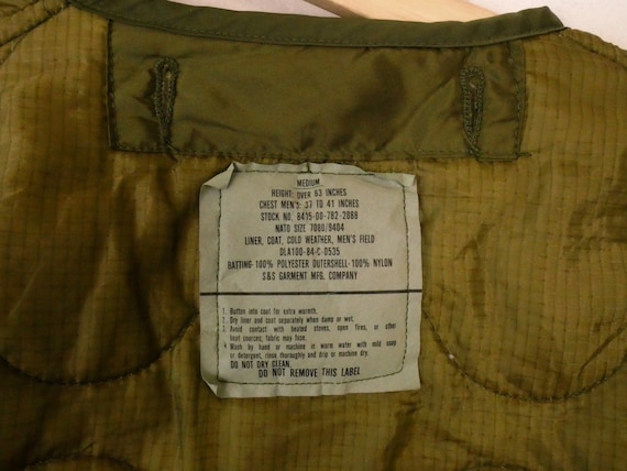 Vintage US Military M65 Jacket Lining/Army Quilte… - image 6