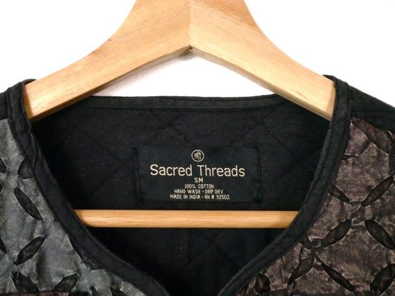 Vintage 1990s Sacred Threads Women's Black Patchw… - image 4